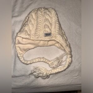 Cream knit fleece lined hat